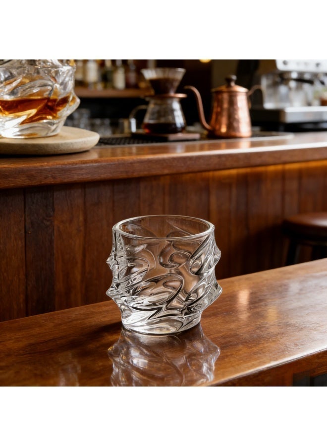 كوب زجاجي كريستال ٣٣٠ مل للقهوة والشاي بنقوش جليدية - منزل ومكتب - Image 4