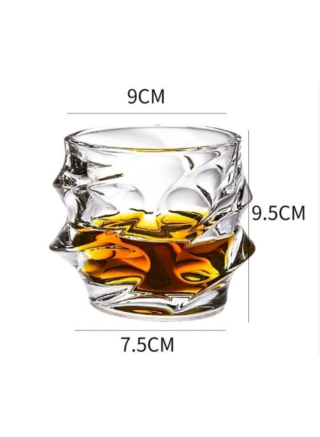 كوب زجاجي كريستال ٣٣٠ مل للقهوة والشاي بنقوش جليدية - منزل ومكتب - Image 3