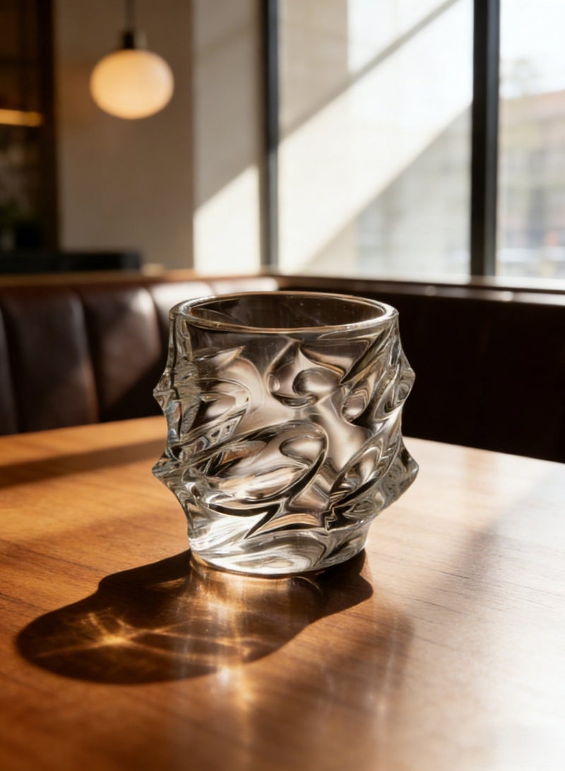 كوب زجاجي كريستال ٣٣٠ مل للقهوة والشاي بنقوش جليدية - منزل ومكتب - Image 1