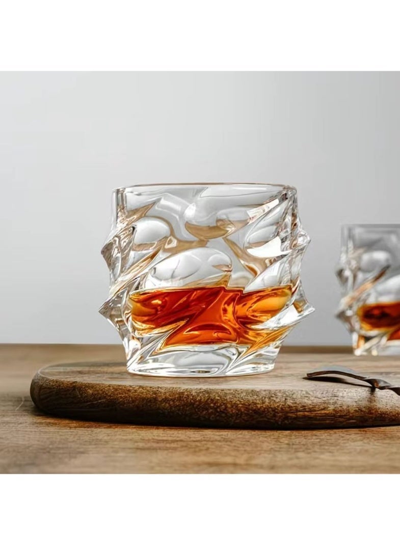 كوب زجاجي كريستال ٣٣٠ مل للقهوة والشاي بنقوش جليدية - منزل ومكتب - Image 5