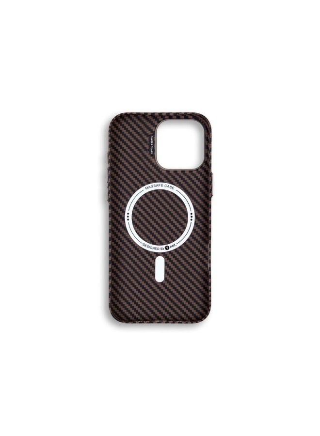 YNOT MagSafe carbon fiber protection case with camera stand for iPhone 13 Pro  - Black and dark carbon brown - Image 2