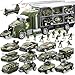 JOYIN 25 in 1 Military Kids Truck Toys for Age 3 Toddler Boy Toys Army Men Tanks Set with Soldier Men Mini Battle Cars in Carrier Truck with Lights and Sounds Gifts for Grandkids Easter Basket - Image 4