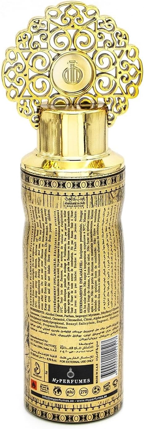 Arabiyat Khashab & Oud Gold Perfume Body Spray 200ml - Image 2