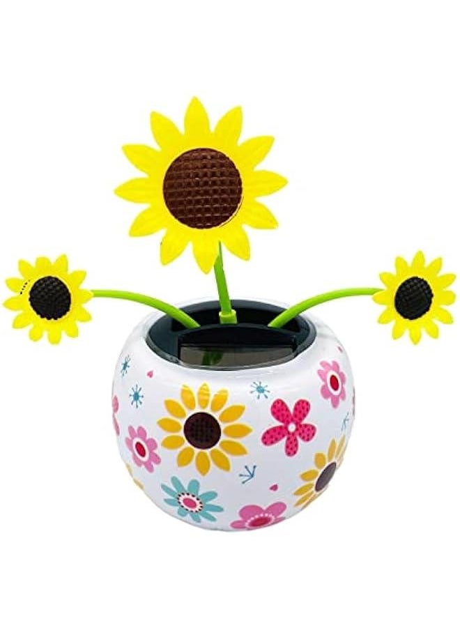 Solar Sunflower Dancing Toy Swinging Flower Insect erfly in Colorful Pots for Car Interior Dashboard Decoration Office Desktop Home Ornament  - Image 1