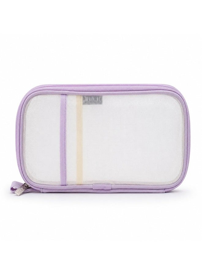 BLLUEX Pen Pencil Case, Transparent Pencil Pouch with Zipper Closure Portable Clear Makeup Pouch, Large Capacity Pencil Bag, Stationery Bag for Students Girls Adults Office (Purple) - Image 3