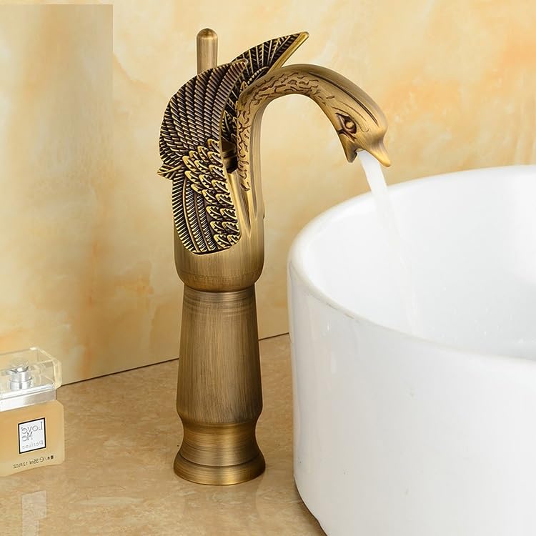 B Backline Brass Basin Mixer Tap Hot Cold | Wash Basin Mixer Faucet | Pillar tap for wash Basin | Tap for Bathroom Livingroom & Bathroom (Antique Finish Tap) - Image 1