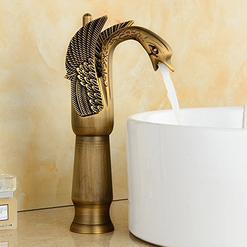 B Backline Brass Basin Mixer Tap Hot Cold | Wash Basin Mixer Faucet | Pillar tap for wash Basin | Tap for Bathroom Livingroom & Bathroom (Antique Finish Tap) - Image 2