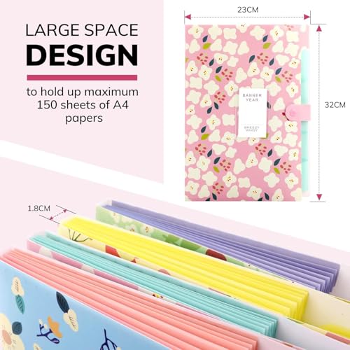 Corslet Expanding 6-Pocket A4 Document Holder with Floral Design – Portable Paperwork Storage for Office, School & Home - Image 4