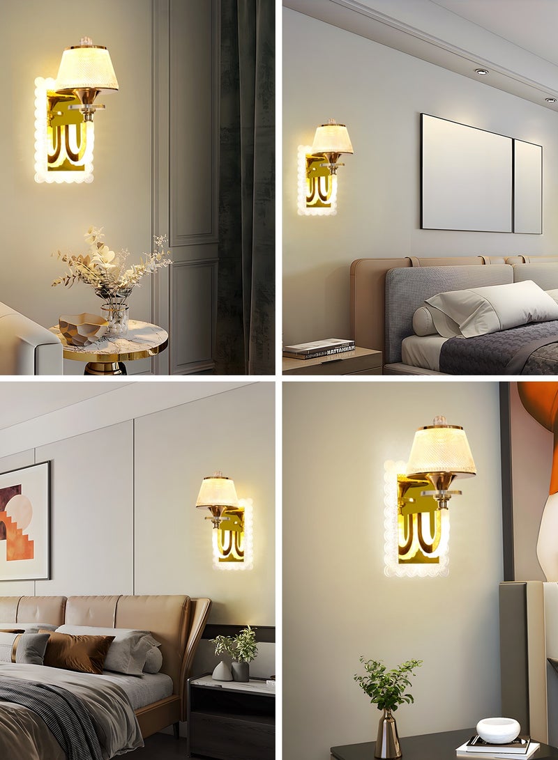 YATAI LIGHTING Gold Plated LED Wall Light,Wall Sconces,3-Colors Dimmable Bedside Wall Light Fixture for Living room, Dining room,Hallway,24W - Image 2
