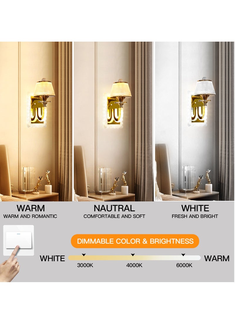 YATAI LIGHTING Gold Plated LED Wall Light,Wall Sconces,3-Colors Dimmable Bedside Wall Light Fixture for Living room, Dining room,Hallway,24W - Image 4