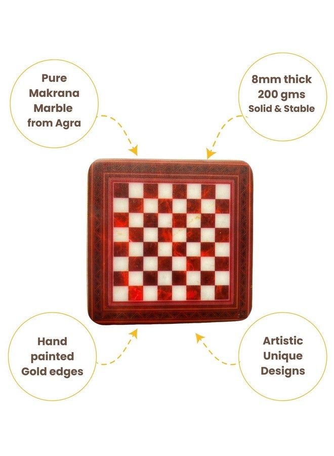D'ORABLE Dorable Chess to Life (Red) Marble Square Tea Coasters Set of 2. Perfect for Dinning Décor, House Ceremony Gifting. - Image 4