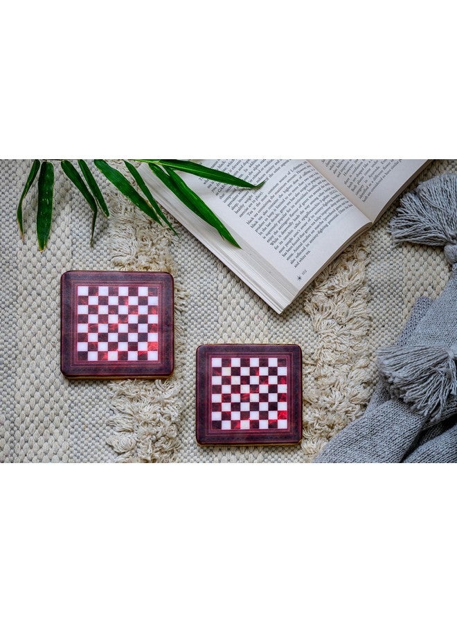 D'ORABLE Dorable Chess to Life (Red) Marble Square Tea Coasters Set of 2. Perfect for Dinning Décor, House Ceremony Gifting. - Image 2