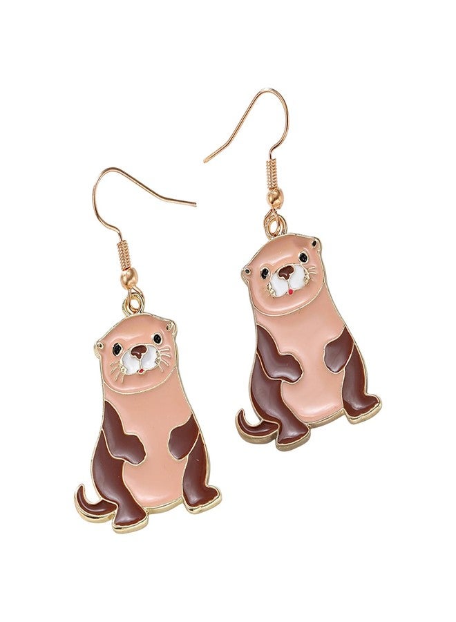 AMOBESTER Otter Dangle Earring Funny Animal Earing Cute Wild Animal Otter Earring for Women Friend - Image 1