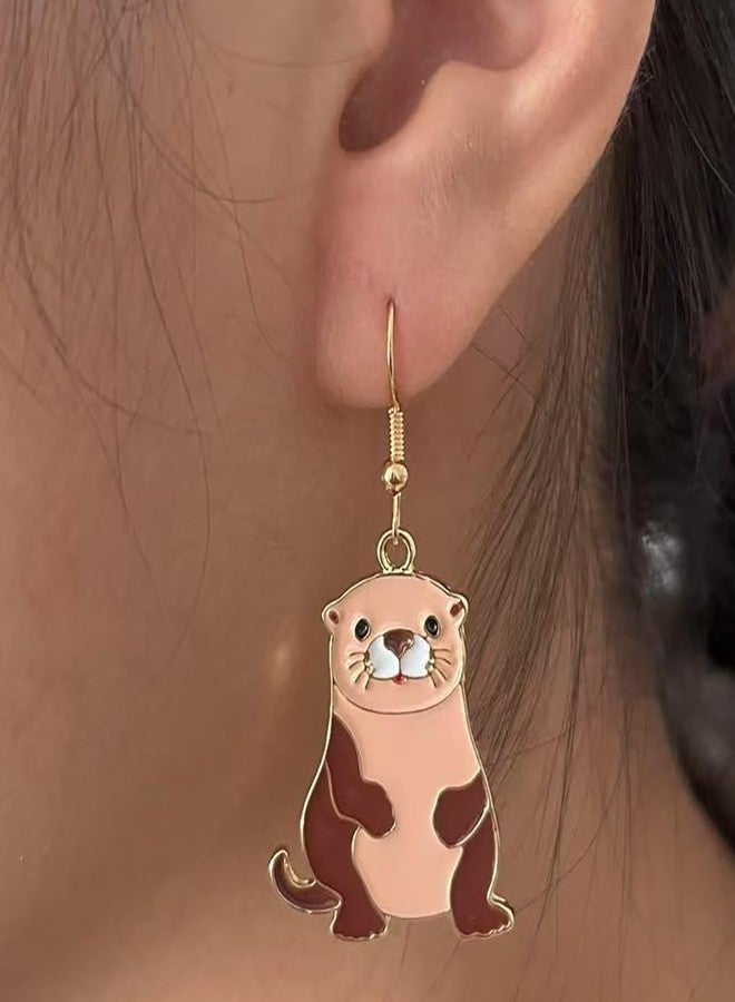AMOBESTER Otter Dangle Earring Funny Animal Earing Cute Wild Animal Otter Earring for Women Friend - Image 3