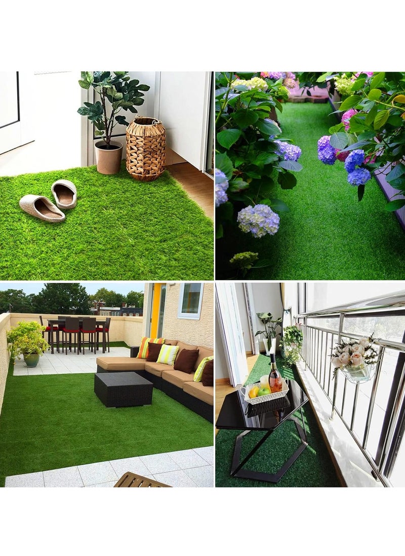 HOME TASTE Artificial Grass Tiles 30x30cm – Set of 10 Pcs Interlocking Self-Draining Turf Mats for Indoor & Outdoor Use  - Image 2