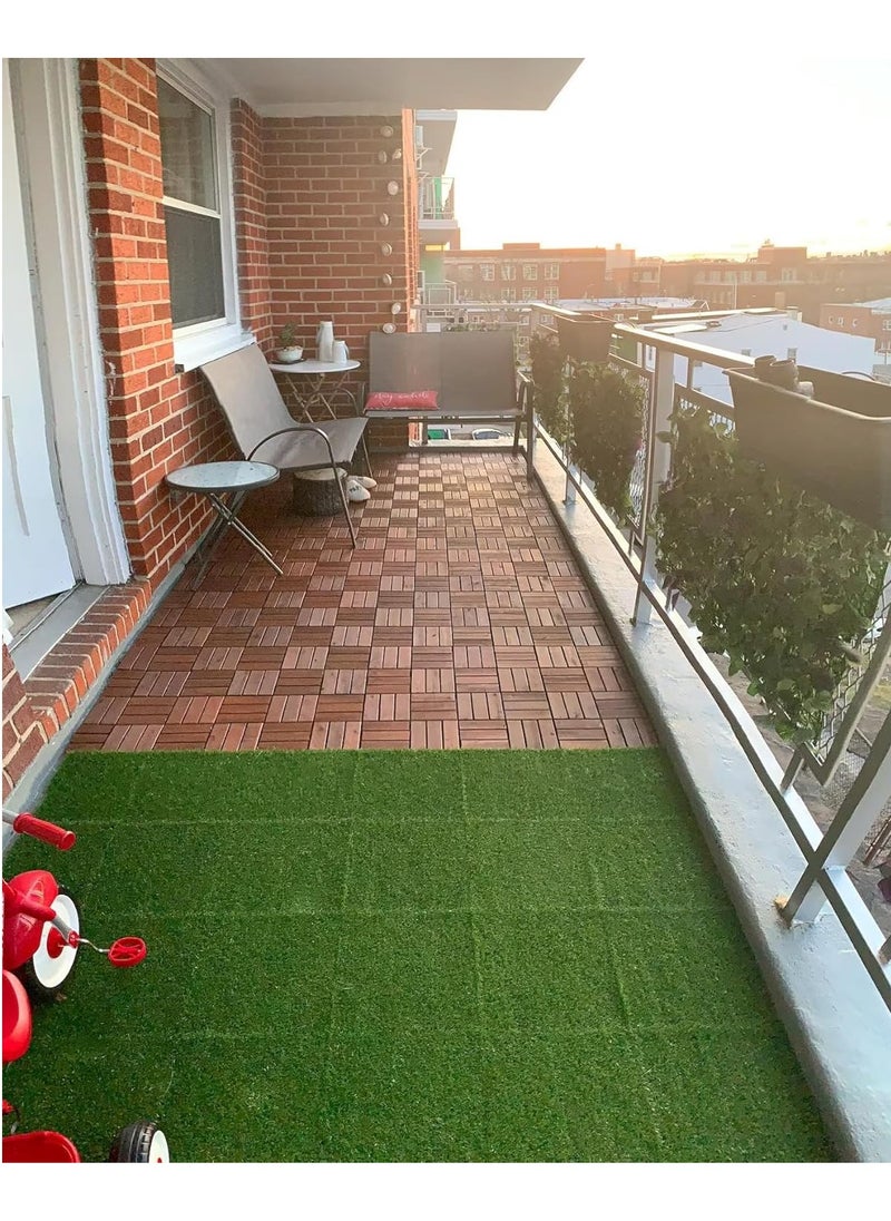 HOME TASTE Artificial Grass Tiles 30x30cm – Set of 10 Pcs Interlocking Self-Draining Turf Mats for Indoor & Outdoor Use  - Image 3