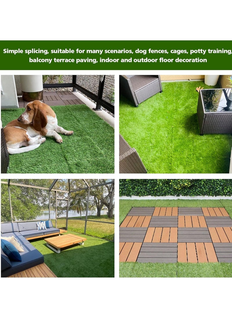HOME TASTE Artificial Grass Tiles 30x30cm – Set of 10 Pcs Interlocking Self-Draining Turf Mats for Indoor & Outdoor Use  - Image 4