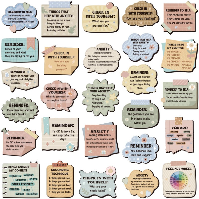 Honoson 324 Pcs Mental Health Stickers Motivational Positive Affirmation Sticker Mental Health Posters Inspirational Bulletin Board for Classroom Decor Therapy Office Positive Quote Decals(Boho) - Image 1