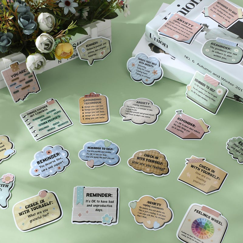 Honoson 324 Pcs Mental Health Stickers Motivational Positive Affirmation Sticker Mental Health Posters Inspirational Bulletin Board for Classroom Decor Therapy Office Positive Quote Decals(Boho) - Image 4
