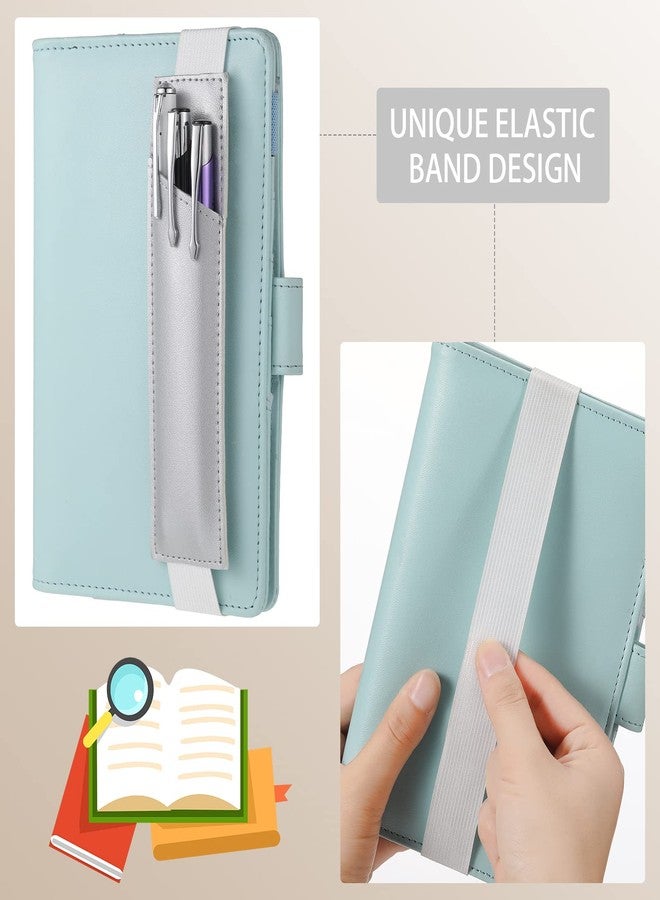 Clabby 4 Pieces Adjustable Pen Holder for Notebook Elastic Strap Band PU Leather Pen Sleeve Pouch for Hardcover Journals for Gift, 8-1.5 Inch(Khaki, Gray, Brown, Navy) - Image 4