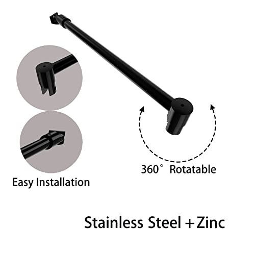 HTLOTUS Shower Door Glass Support Bar, 14.2'' Telescopic Bar for 5/16'' to 1/2'' Thick Glass, Black - Image 4