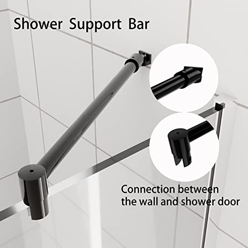 HTLOTUS Shower Door Glass Support Bar, 14.2'' Telescopic Bar for 5/16'' to 1/2'' Thick Glass, Black - Image 3