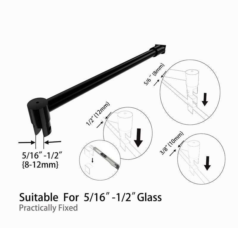 HTLOTUS Shower Door Glass Support Bar, 14.2'' Telescopic Bar for 5/16'' to 1/2'' Thick Glass, Black - Image 5