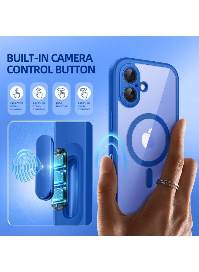 بيرفي جراب مغناطيسي لهاتف iPhone 16، متوافق مع MagSafe، واقي شاشة مدمج للخصوصية وحماية مطورة للكاميرا، جراب هاتف كامل الجسم مضاد للتجسس ومقاوم للصدمات مقاس 16 بوصة، 6.1 بوصة، أزرق كلاين - Image 3