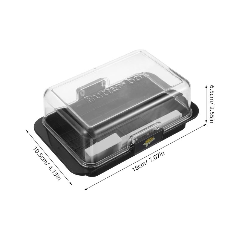 Wooden Butter Dish with Lid and Cutter Black Multi Use Fridge Storage Box Kitchen - Image 3