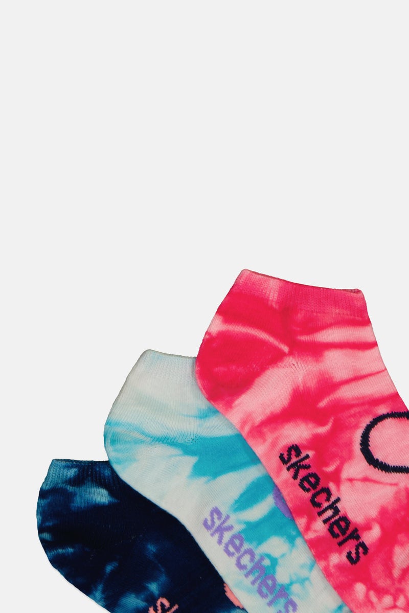 SKECHERS Kids Girl 6 Pair Tie Dye Low Cut Socks, Multicolor - Image 2
