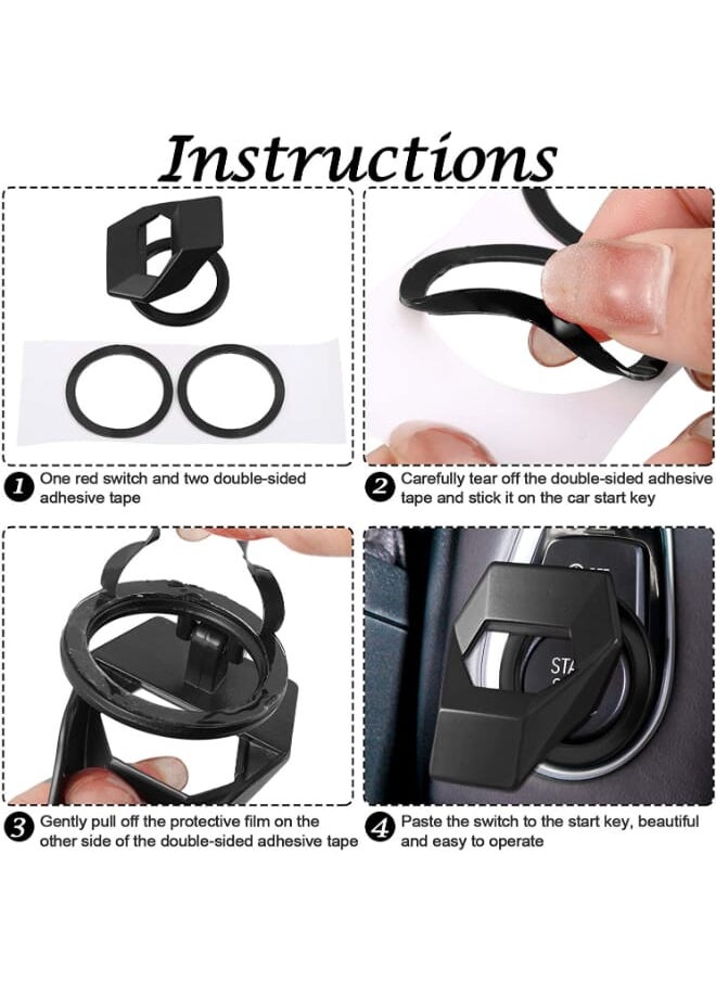 Generic - Engine Start Stop Button Cover Press The Start Button Ignition Cover Anti-Scratch Universal Button Decorative Ring - Black - Image 1