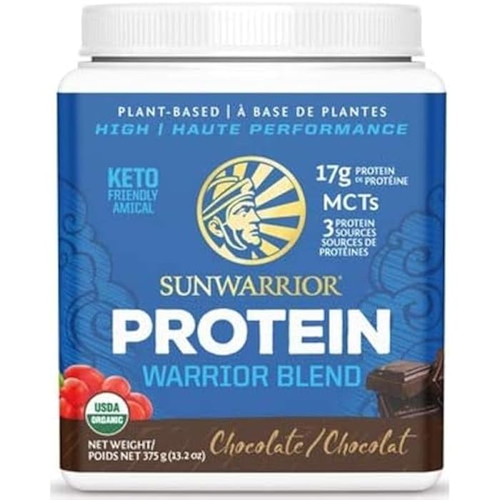 Sunwarrior - Warrior Blend, Plant Based, Raw Vegan Protein Powder with Peas & Hemp, Chocolate, 15 Servings - Image 1