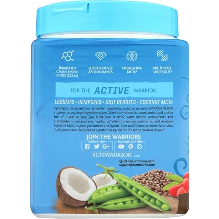 Sunwarrior - Warrior Blend, Plant Based, Raw Vegan Protein Powder with Peas & Hemp, Chocolate, 15 Servings - Image 5