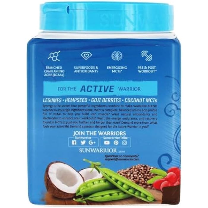 Sunwarrior - Warrior Blend, Plant Based, Raw Vegan Protein Powder with Peas & Hemp, Chocolate, 15 Servings - Image 4