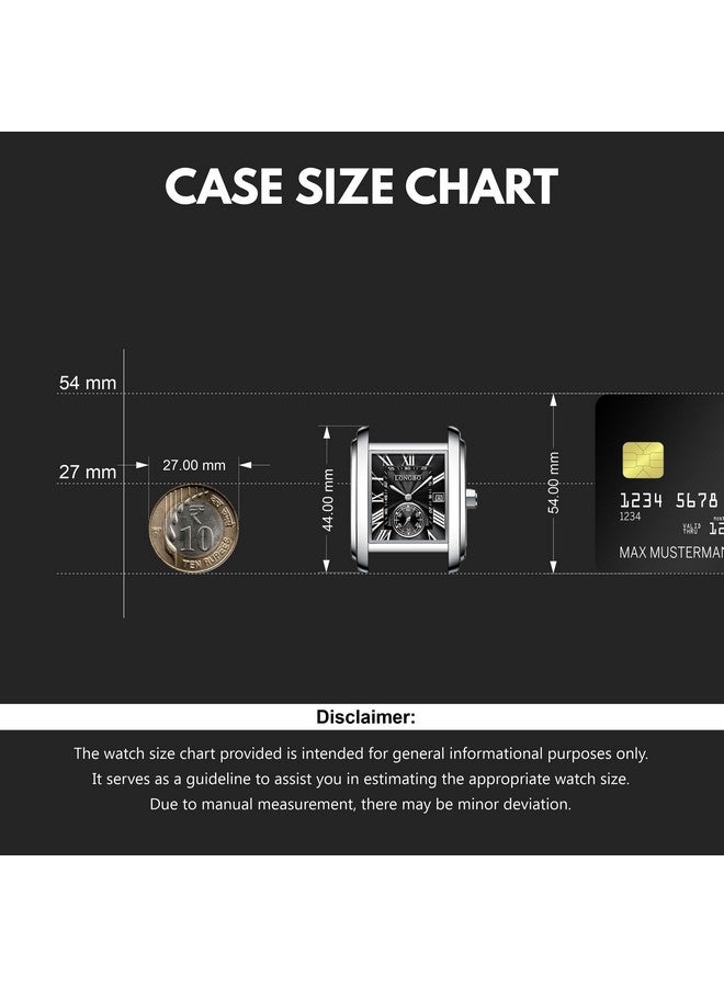 LONGBO Mens Watch Rectangular Shape Alloy Case Business Casual Genuine Leather Strap Watch With Seconds Subdial, Calendar Date, Scratch Resistant Waterproof Watch For Men (Black-Black, Analogue) - Image 4