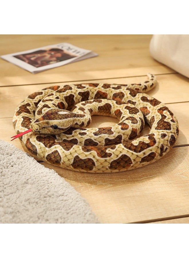 Clobeau Clobeau 78 Inch Brown Speckled Snake Plush Toy - Lifelike Snake Stuffed Animal, Soft Plush Stuffed Snakes for Kids, Cuddly Reptile Stuff Toy for Children (Brown) - Image 4