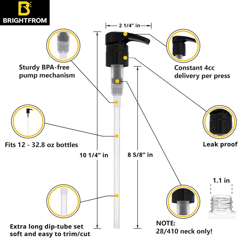 BRIGHTFROM Universal Dispensing Pump Perfect for Shampoo  Conditioner 1 L 338 OZ  Fits Most Bottles or Any Refillable Bottles from 12oz to 338oz with 28410 Neck Size Black Pack of 2 - Image 2