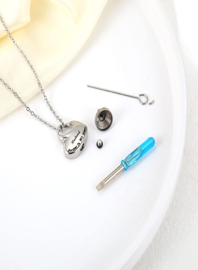 VIUJUH Cremation Urn Necklace for Ashes Urn Jewelry,Forever in My Heart Carved Locket,Stainless Steel Keepsake Waterproof Memorial Pendant for mom& dad Free Filling Kit (Husband) - Image 5