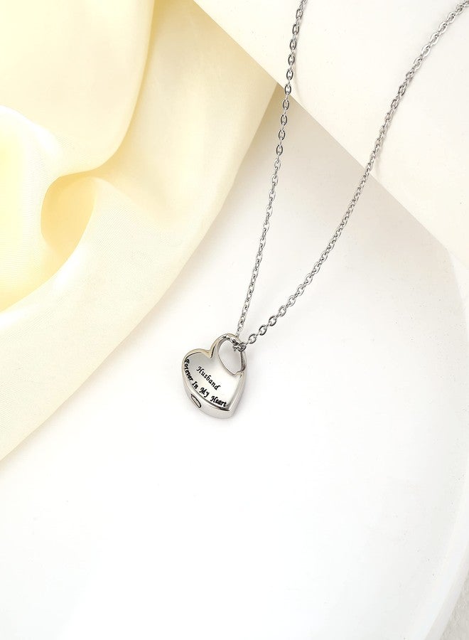 VIUJUH Cremation Urn Necklace for Ashes Urn Jewelry,Forever in My Heart Carved Locket,Stainless Steel Keepsake Waterproof Memorial Pendant for mom& dad Free Filling Kit (Husband) - Image 3