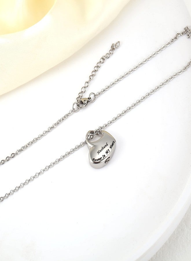 VIUJUH Cremation Urn Necklace for Ashes Urn Jewelry,Forever in My Heart Carved Locket,Stainless Steel Keepsake Waterproof Memorial Pendant for mom& dad Free Filling Kit (Husband) - Image 4