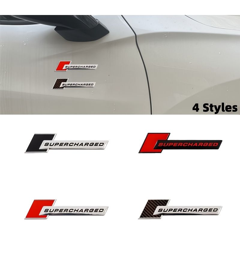 Carbon Fiber Textured Car Body Badges Style B Heavy Duty Mechanical Supercharged Metal Nameplates For Audi Decoration - Image 1