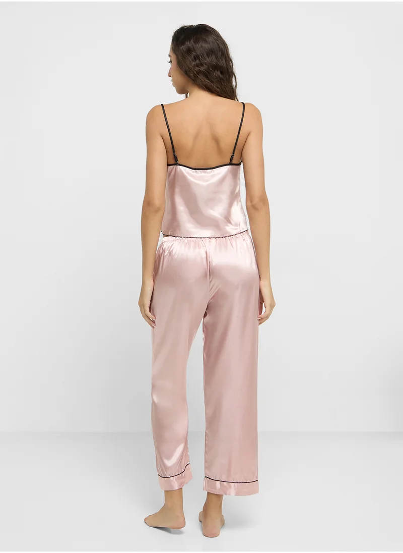 جينجر Cami Satin Top & Pyjama Set