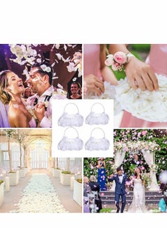 Generic Flower Girl Baskets for Weddings, 4 Pcs White Small Basket with Handle Vintage Jute Roses Rustic Wedding With Lace Satin Party Decoration  - Image 4