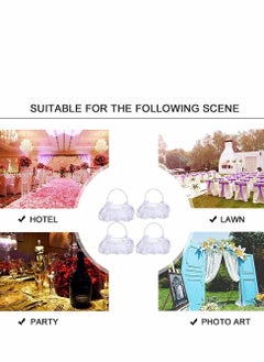 Generic Flower Girl Baskets for Weddings, 4 Pcs White Small Basket with Handle Vintage Jute Roses Rustic Wedding With Lace Satin Party Decoration  - Image 5