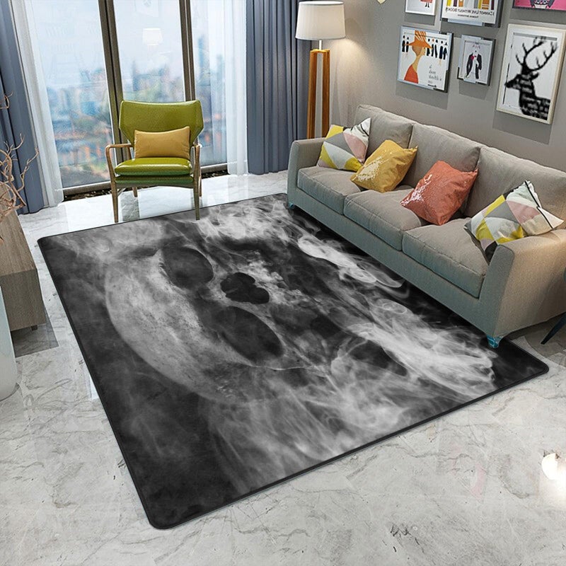 ALALAL Smoke Sugar Skull Area Rug Rug for Living Room Soft Durable Rugs Carpet for Bedroom 5x7 GreyBlack 80 X 60 in
