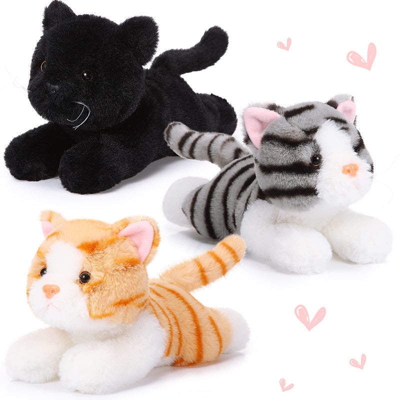 Harrycle 3 Pcs 9 Inch Cat Stuffed Animal Plush Gift Cute Kitten Plush Toys Small Cat Stuffed Animal Soft Sleeping Supplies for Boys Girls Easter Birthday Baby Shower Party FavorsStylish Style - Image 2