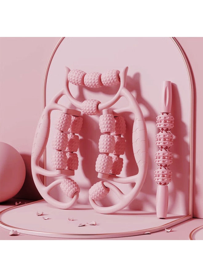 Dweck Leg Massager Double-Layer Circular Clamp Calf Roller Muscle Relaxation Fascia Stick 2-Piece Set Pink - Image 5