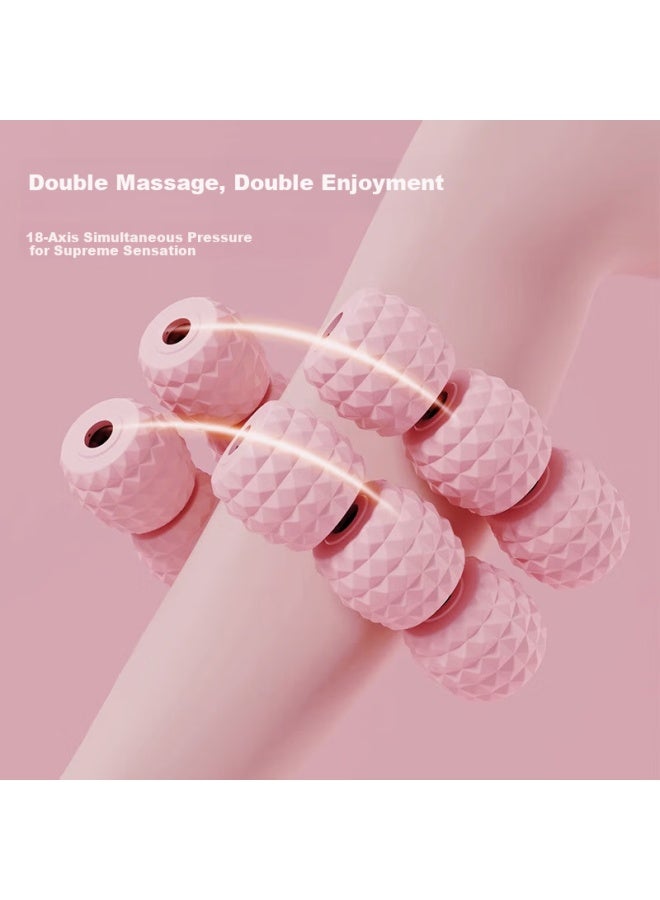 Dweck Leg Massager Double-Layer Circular Clamp Calf Roller Muscle Relaxation Fascia Stick 2-Piece Set Pink - Image 3