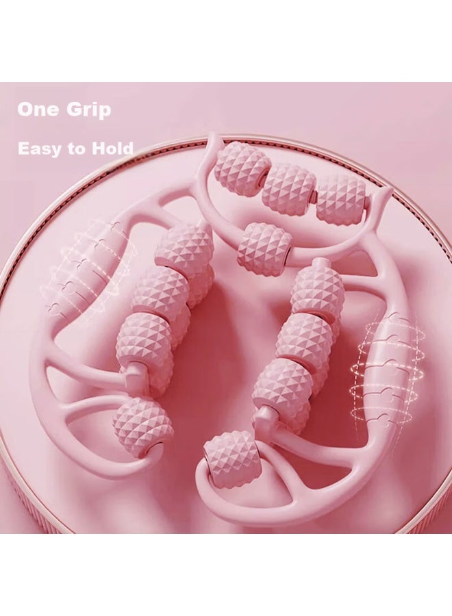 Dweck Leg Massager Double-Layer Circular Clamp Calf Roller Muscle Relaxation Fascia Stick 2-Piece Set Pink - Image 4