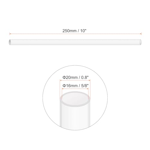 Rebower 10" Clear Plastic Rigid Pipe 16mm ID x 20mm OD (5/8" ID x 0.8" OD) Acrylic Round Tubing, [for Plumbing, Hydraulics, Aquarium] - 4Pcs - Image 2